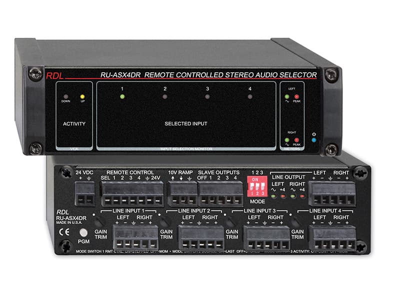 Radio Design Labs RU-ASX4DR Remote Controlled Stereo Audio Selector with VCA 4x1