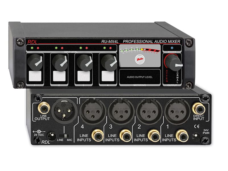 Radio Design Labs RU-MX4L Professional 4 Channel Line Level Mixer - Microphone and line Output