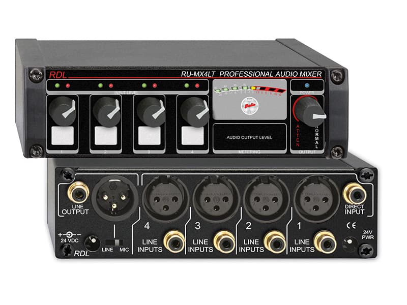 Radio Design Labs RU-MX4LT Professional 4 Channel Line Level Mixer with Transformer - Microphone and line output