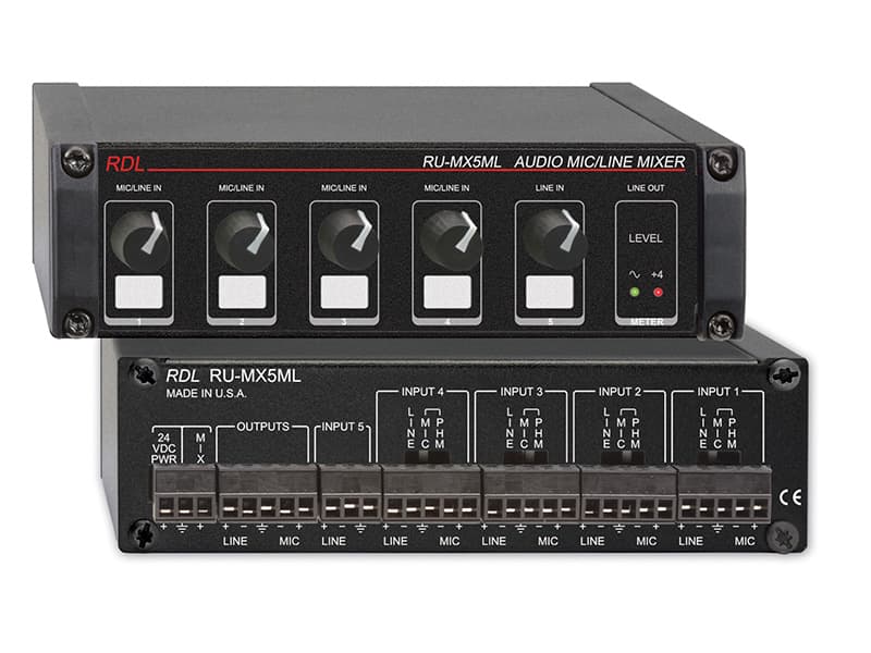Radio Design Labs RU-MX5ML 5 Channel Mic/Line Audio Mixer with Phantom Power