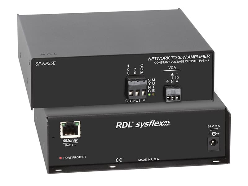 Radio Design Labs SF-NP35E PoE++ Network to 35 W Mono Audio Amplifier - 70 V or 100 V