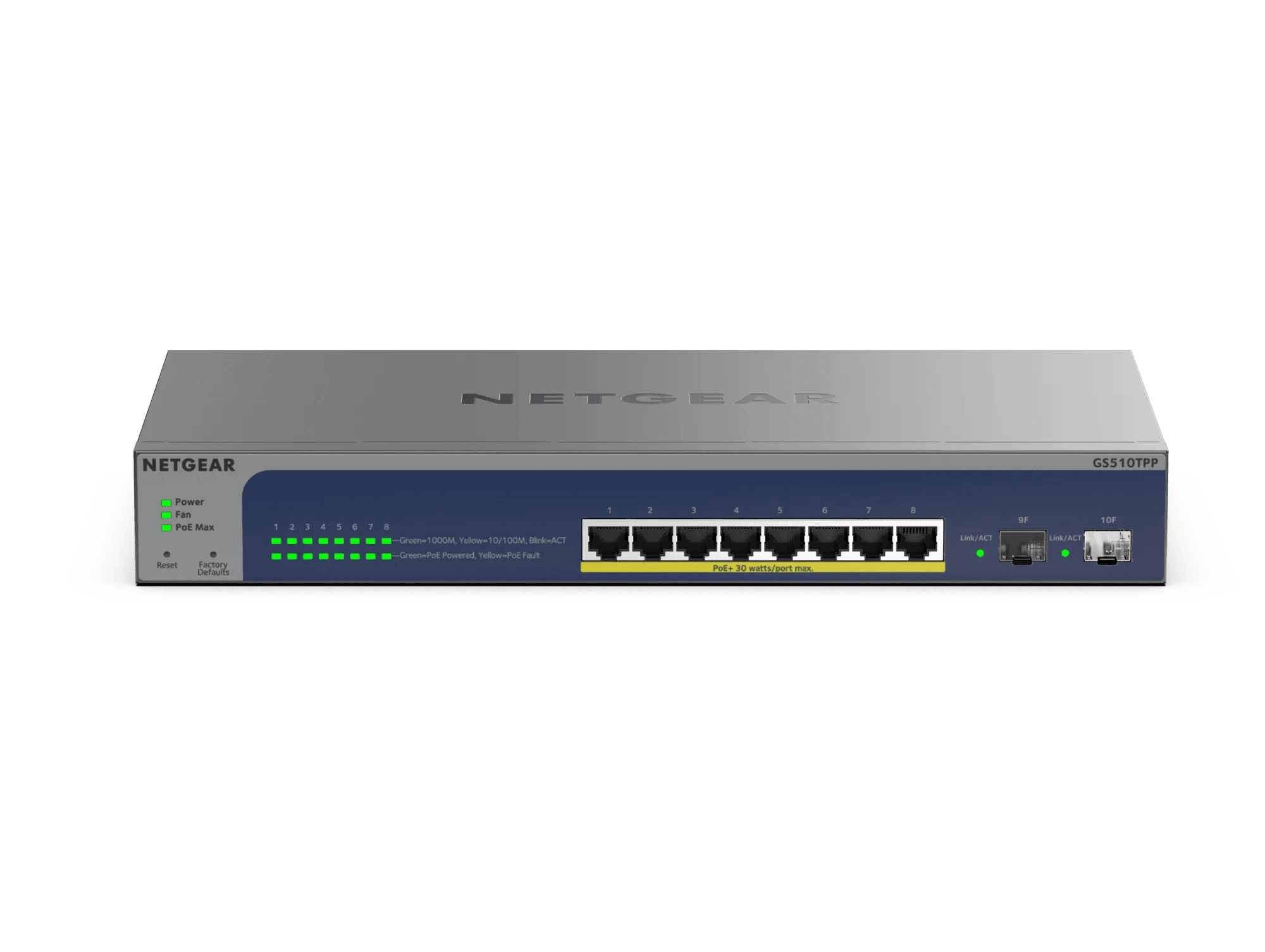 NETGEAR GS510TPP 8-Port Gigabit Ethernet High-Power PoE+ Smart Switch with 2 Dedicated SFP Ports (190W)