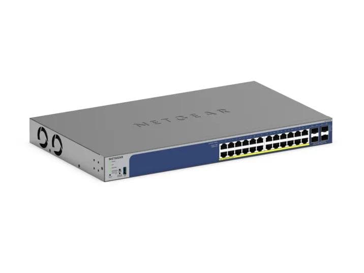 NETGEAR GS728TXPv3 24-Port Gigabit Ethernet PoE+ Smart Switch w/ optional Remote/Cloud Management and 4 SFP+ Ports (190W)