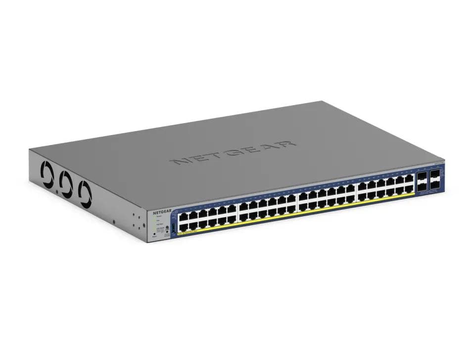 NETGEAR GS752TXPv3 48-Port Gigabit Ethernet PoE+ Smart Switch w/ optional Remote/Cloud Management and 4 SFP+ Ports (380W)