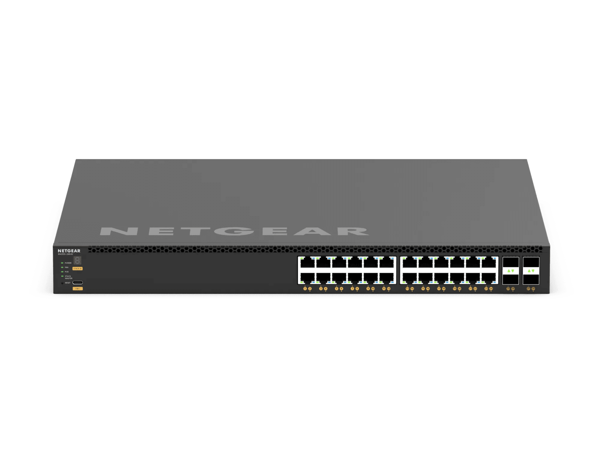 NETGEAR M4350 XSM4328CV 24x10G/Multi-Gig PoE+ (576W base, up to 720W) and 4xSFP28 25G (XSM4328CV)