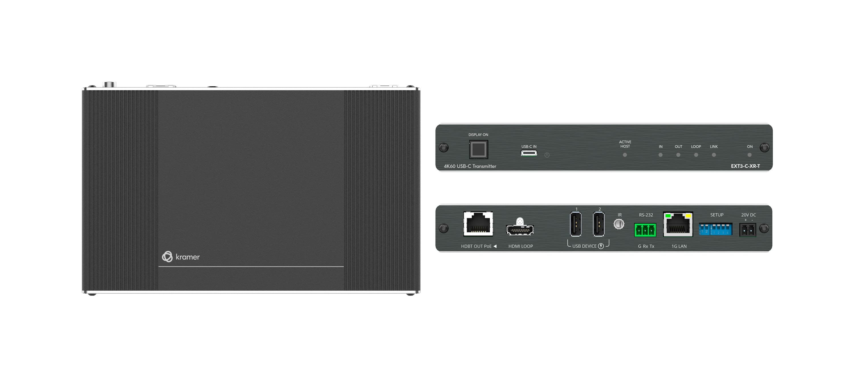 Kramer EXT3-C-XR-T 4K60 4:4:4 USB-C Transmitter with USB, Ethernet, RS-232, & IR over Extended-Reach HDBaseT 3.0