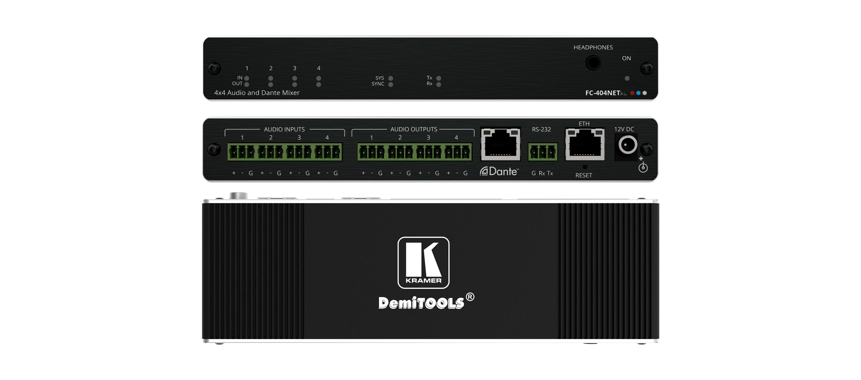 Kramer FC-404NETxl 4x4 Audio and Dante Mixer