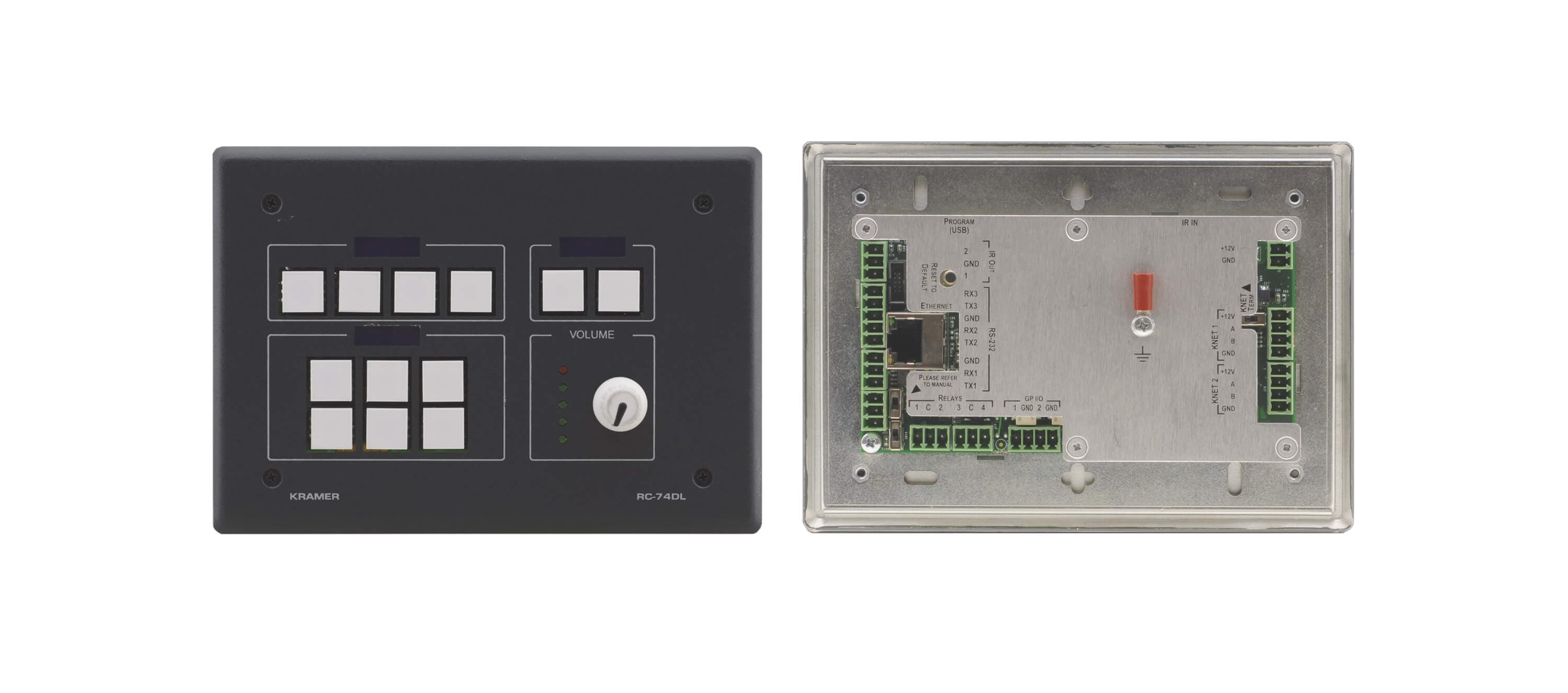 Kramer RC-74DL(W) 12-button Ethernet and KNET™ Control Keypad with Knob and Displays (US) — manufacturer product-family image