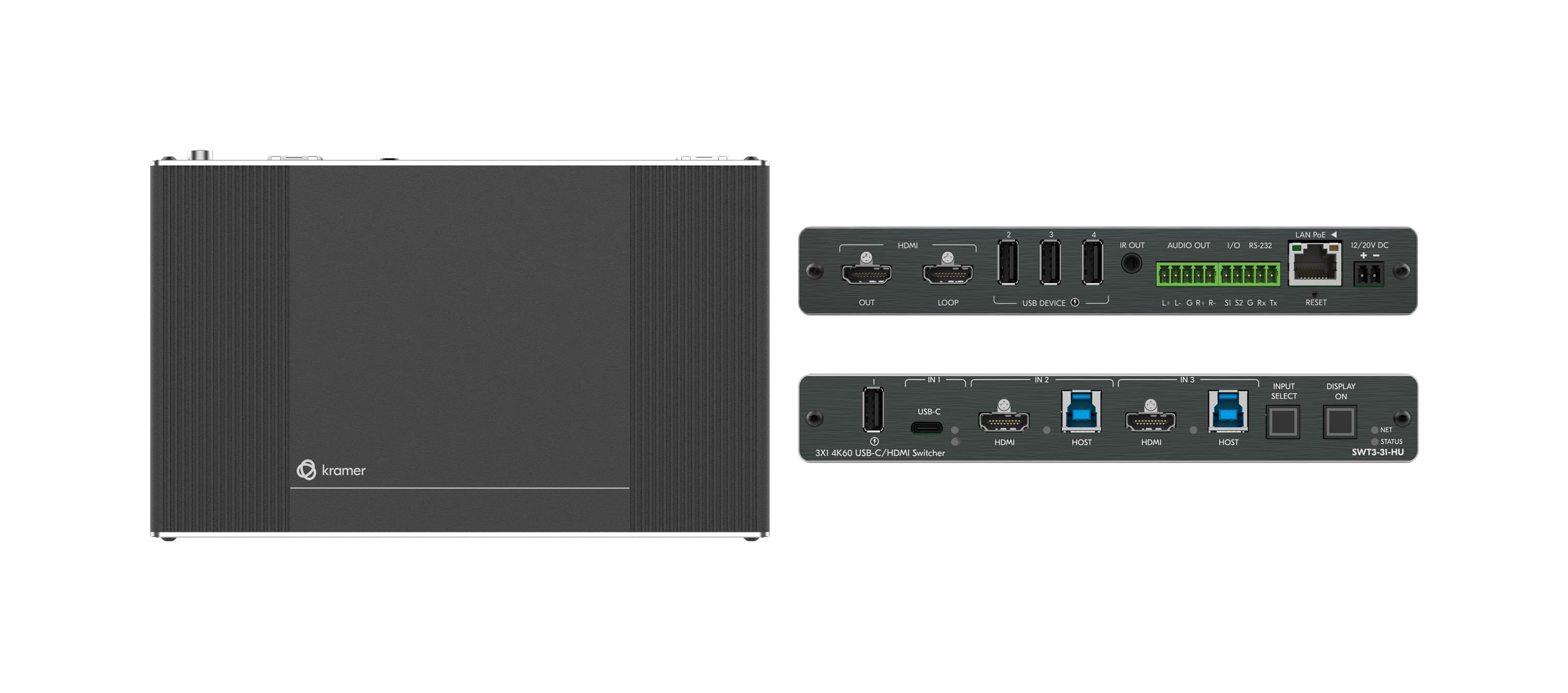 Kramer SWT3-31-HU 3x1 4K60 USB-C/HDMI Switcher