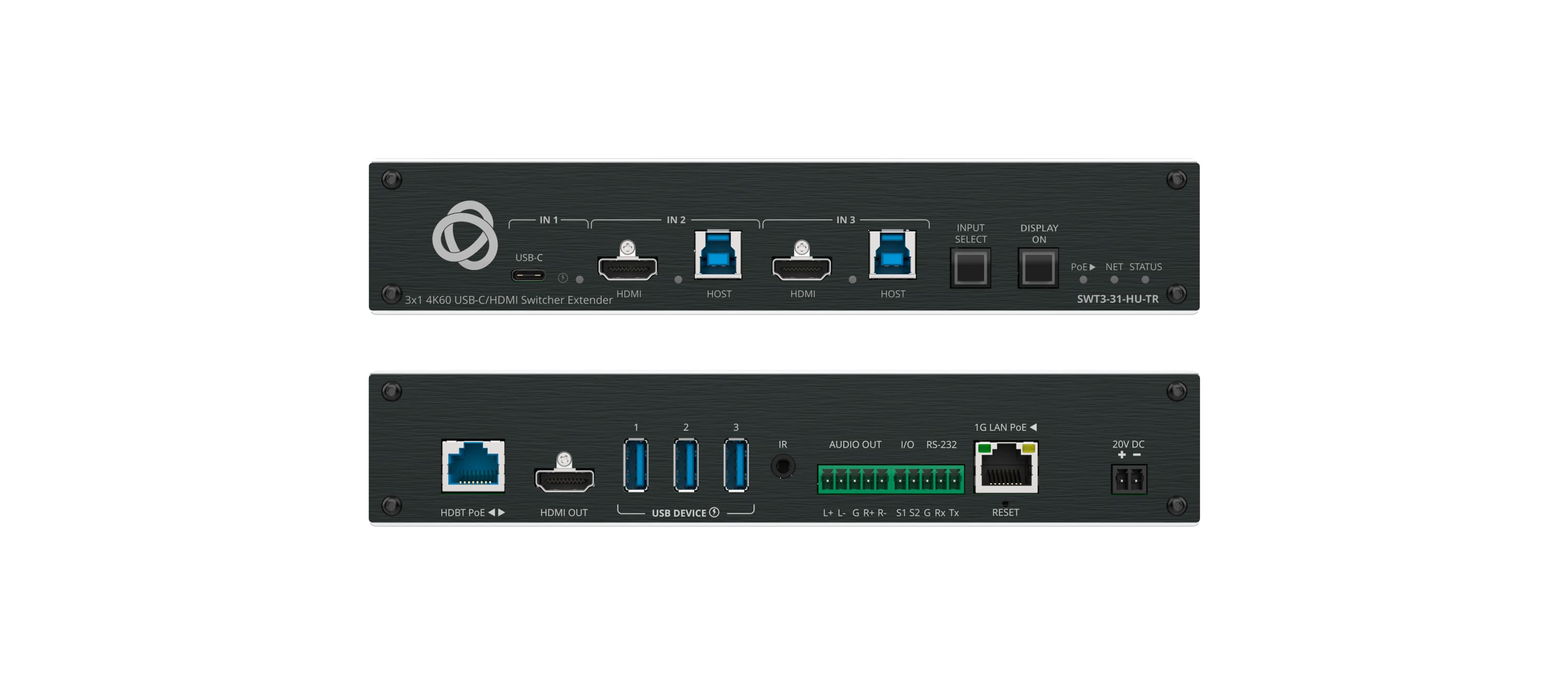 Kramer SWT3-31-HU-TR 3x1 4K60 USB-C/HDMI Switcher Extender
