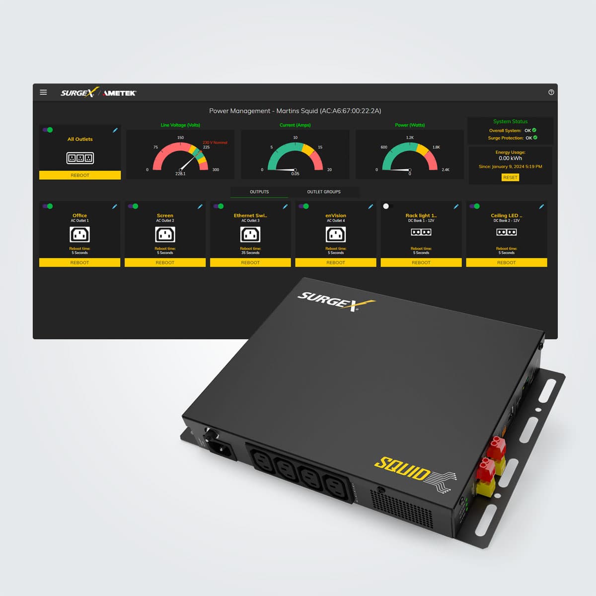 SurgeX SX-DC-8-24-230 SQUID — All-in-One Power Management Solution — manufacturer product-family image