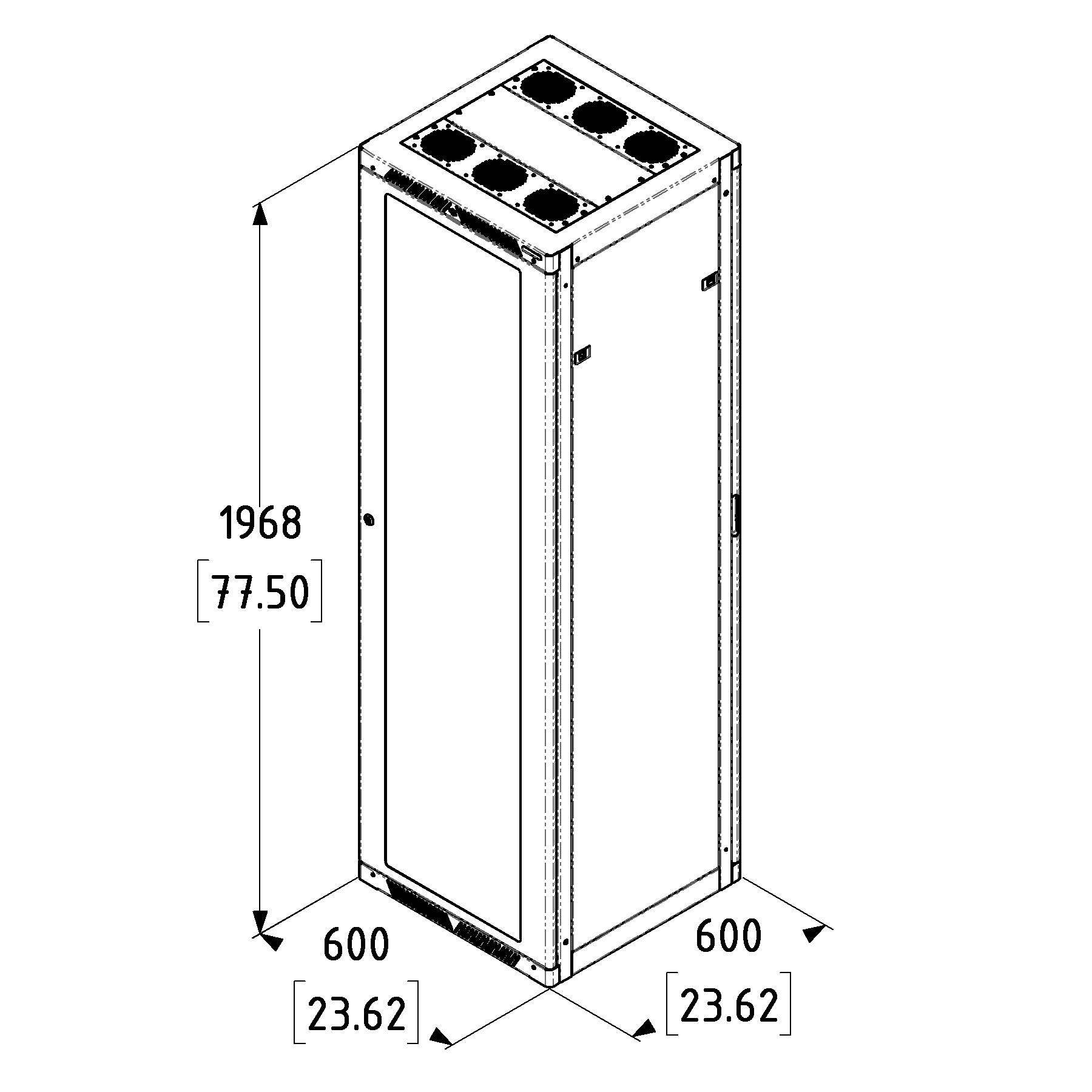 42U Pro Series Server Enclosure with M6 Rails & Clear Door – 600mm Deep