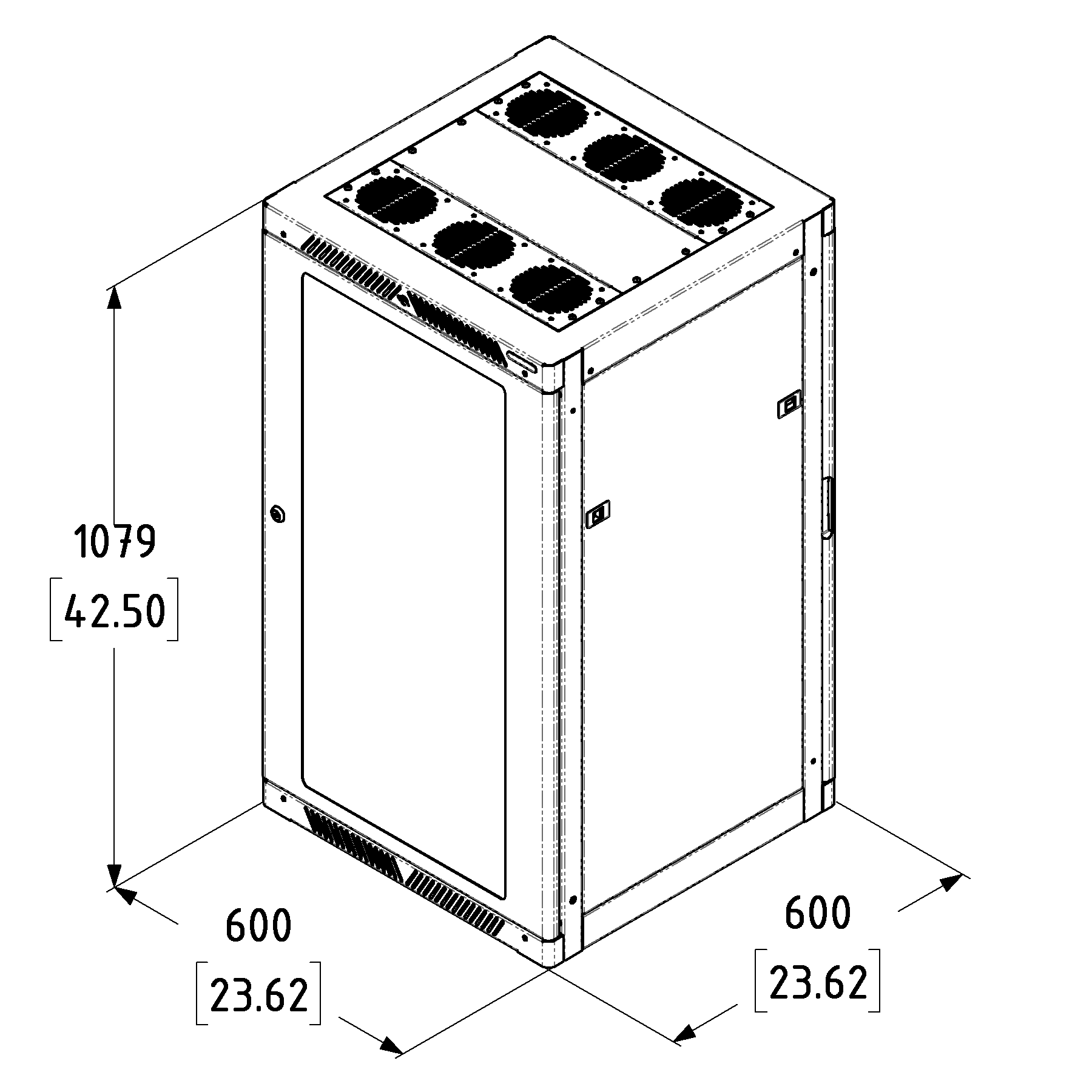 22U Pro Series Server Enclosure with M6 Rails & Clear Door – 600mm Deep