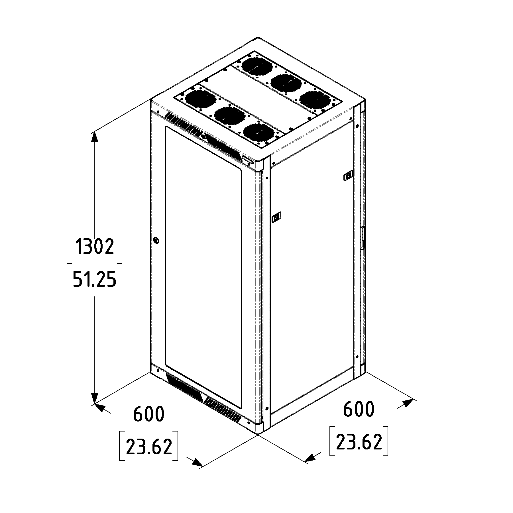 27U Pro Series Server Enclosure with M6 Rails & Clear Door – 600mm Deep