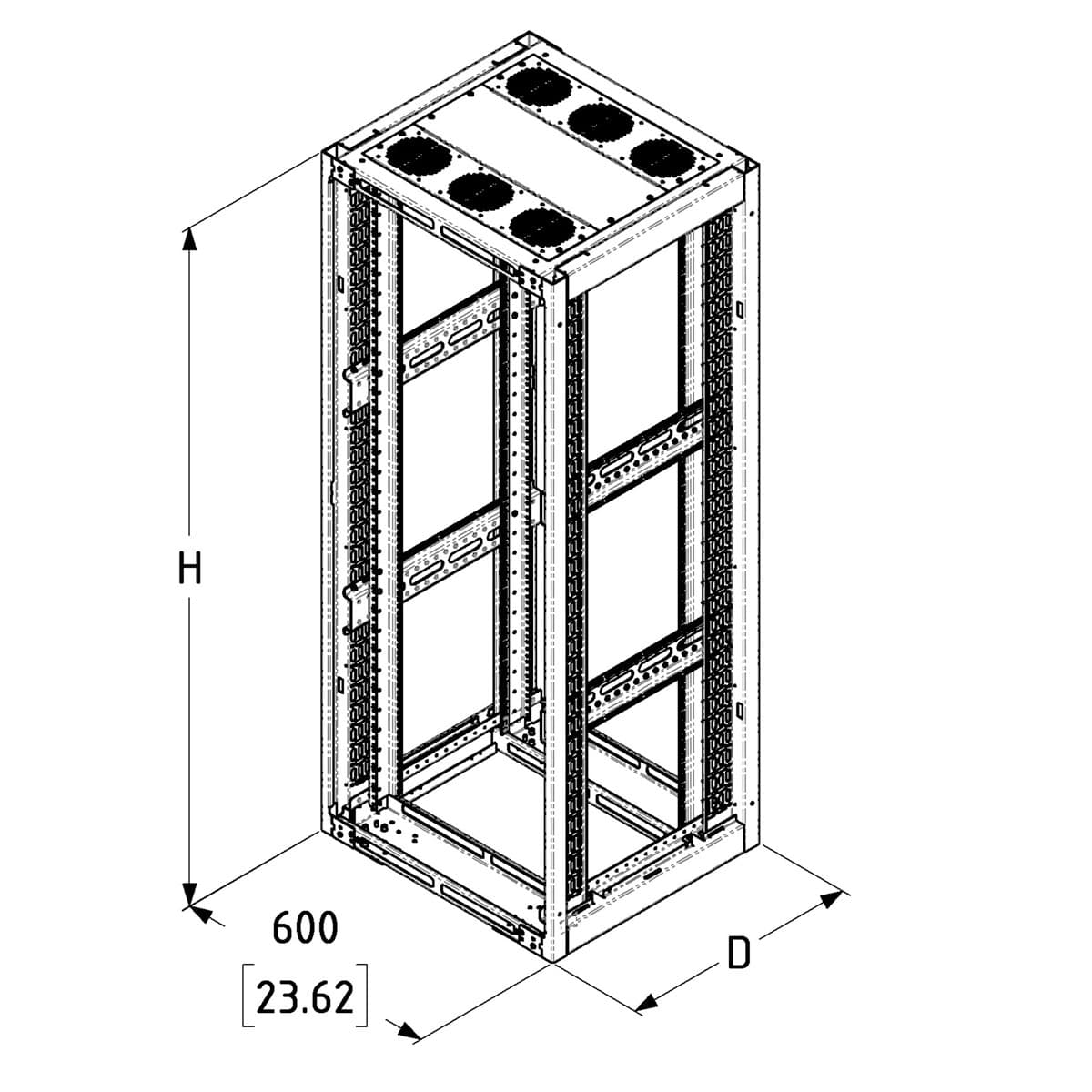 22U Pro Series Open Rack Tower with M6 Threaded Rails – 600mm x 540mm