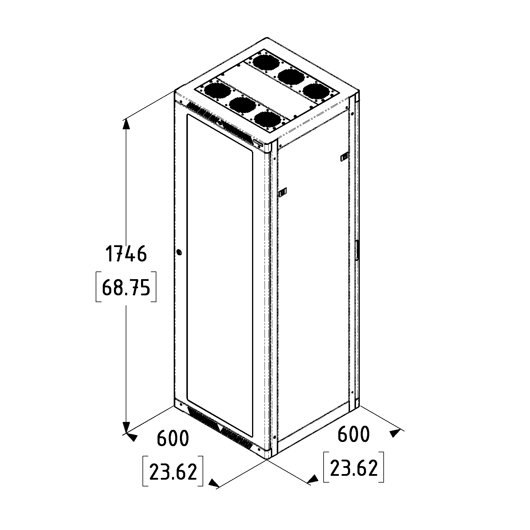 37U Pro Series Server Enclosure with M6 Rails & Vented Door – 600mm Deep