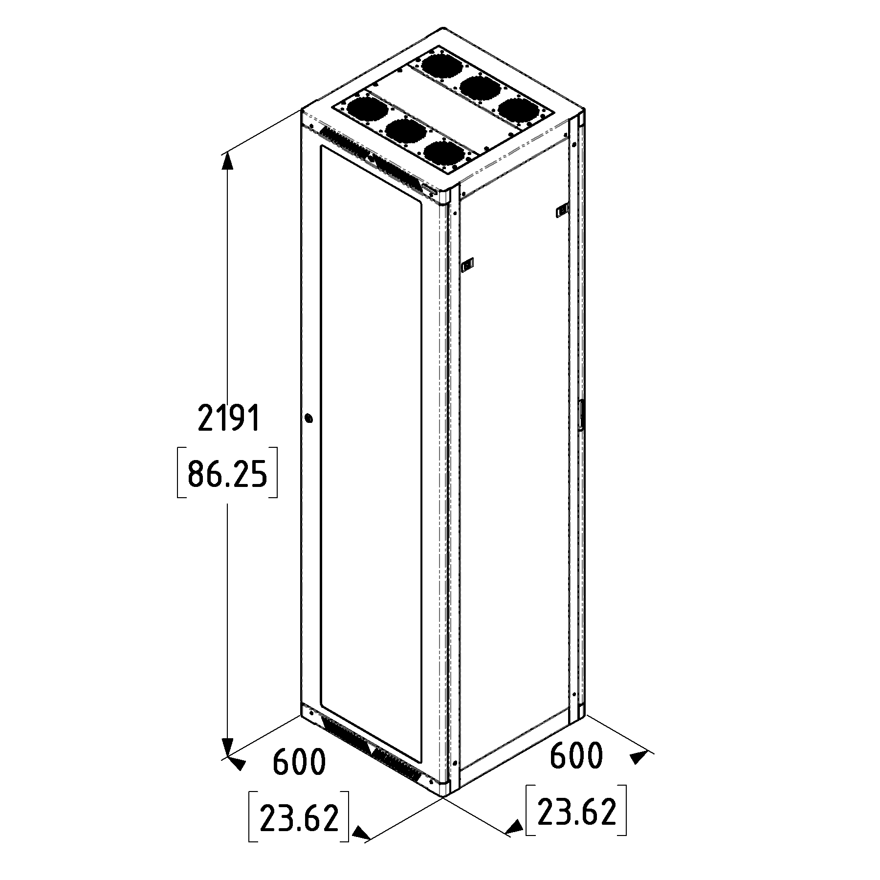 47U Pro Series Server Enclosure with M6 Rails & Vented Door – 600mm Deep