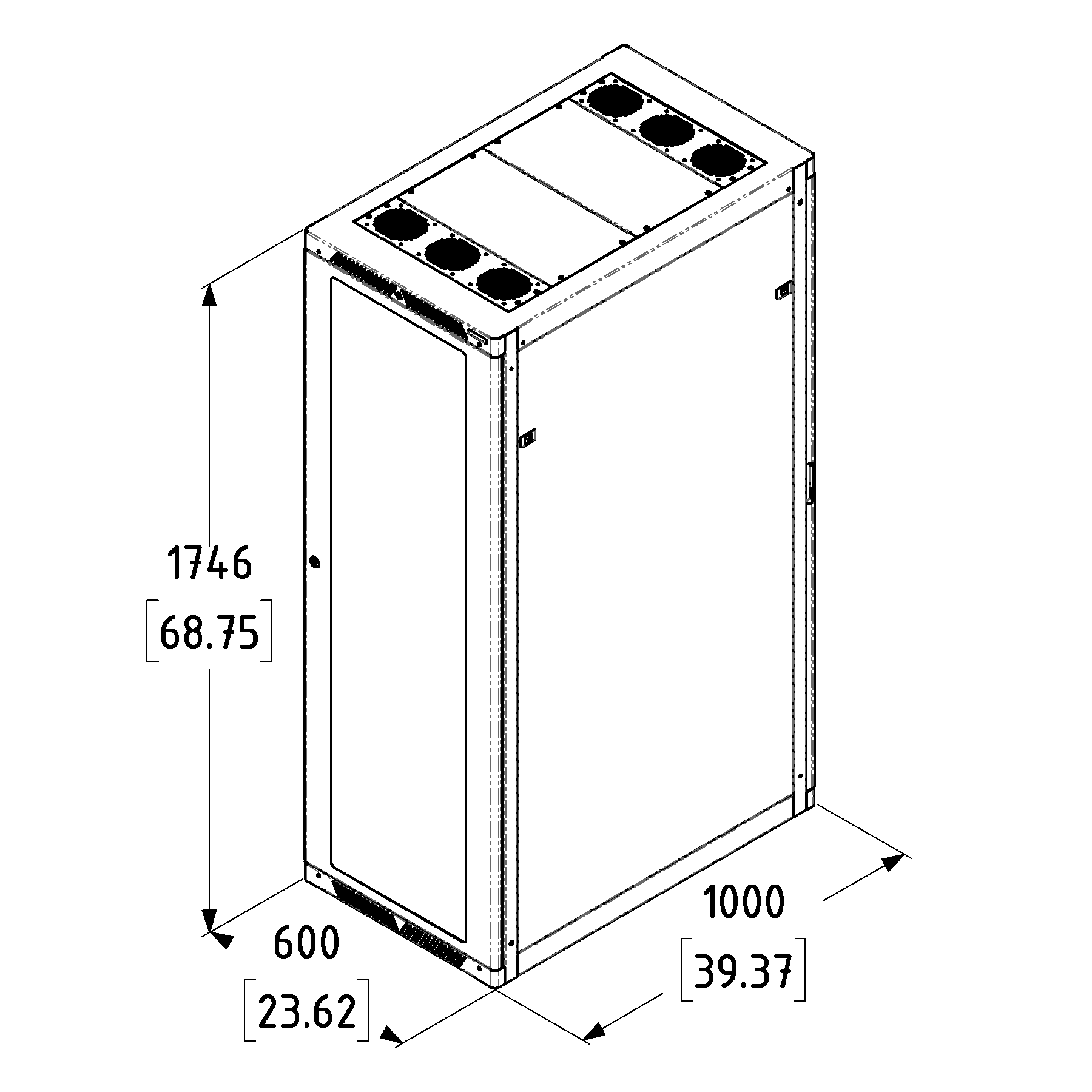 37U Pro Series Server Enclosure with M6 Rails & Clear Door – 1000mm Deep