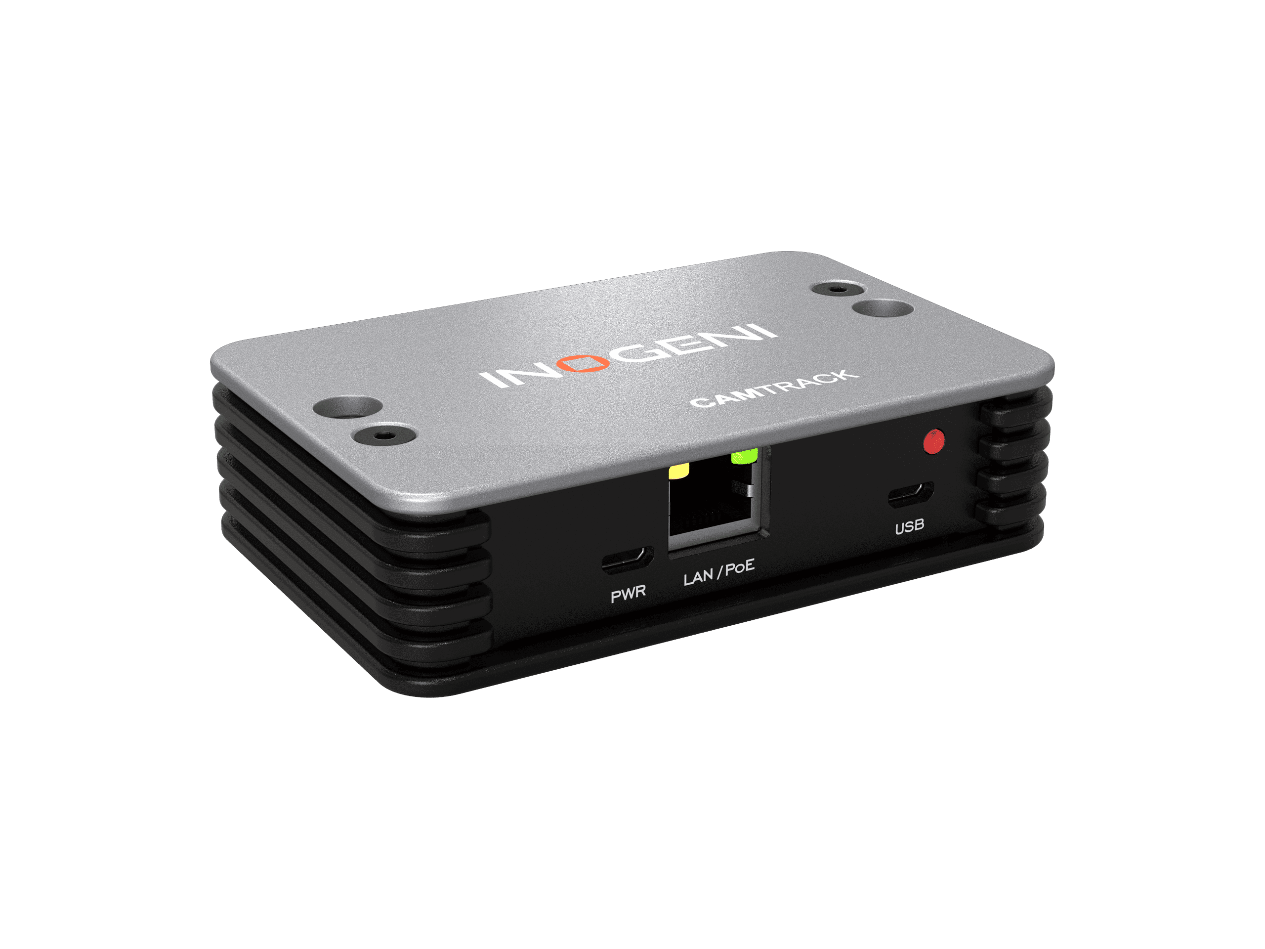 INOGENI CAMTRACK small black module shown from the front right at an angle