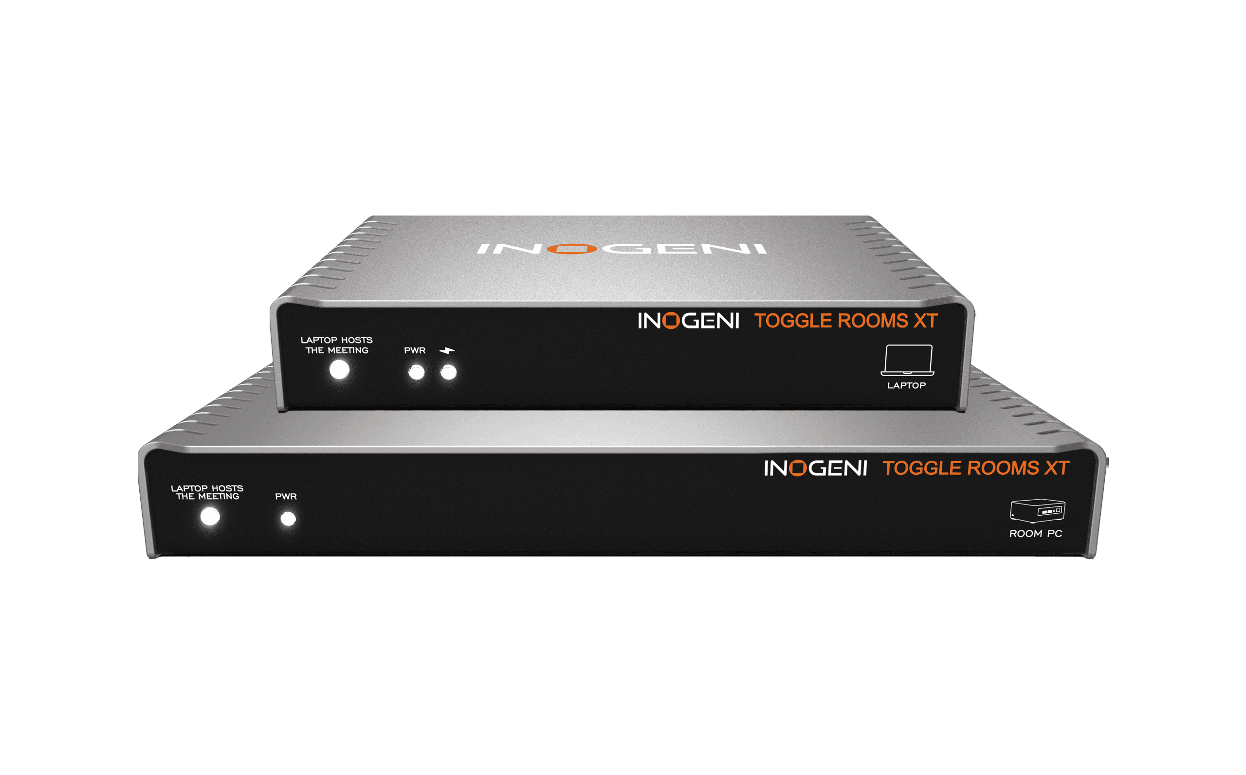 INOGENI TOGGLE ROOMS XT Room PC hub and Laptop hub shown side by side at an angle