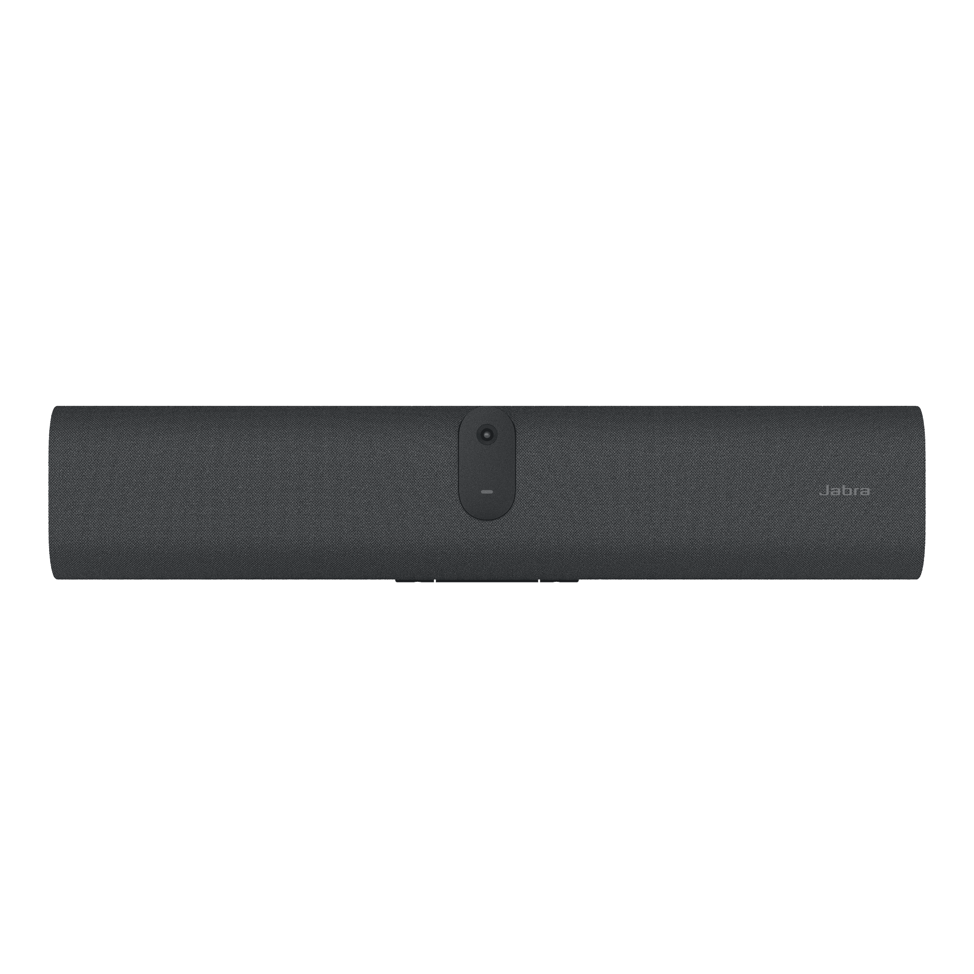Jabra PanaCast U30 — front view of the dark grey fabric video bar with its central camera module and Jabra wordmark