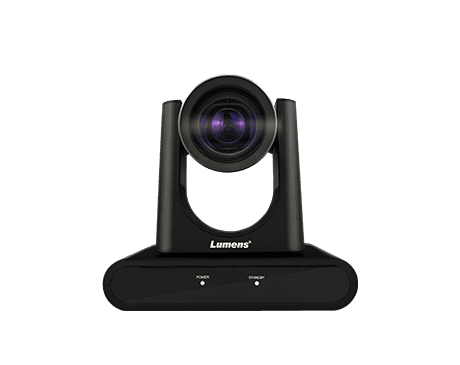 Lumens VC-R31 IP PTZ camera in black — front view of the lens head above the base