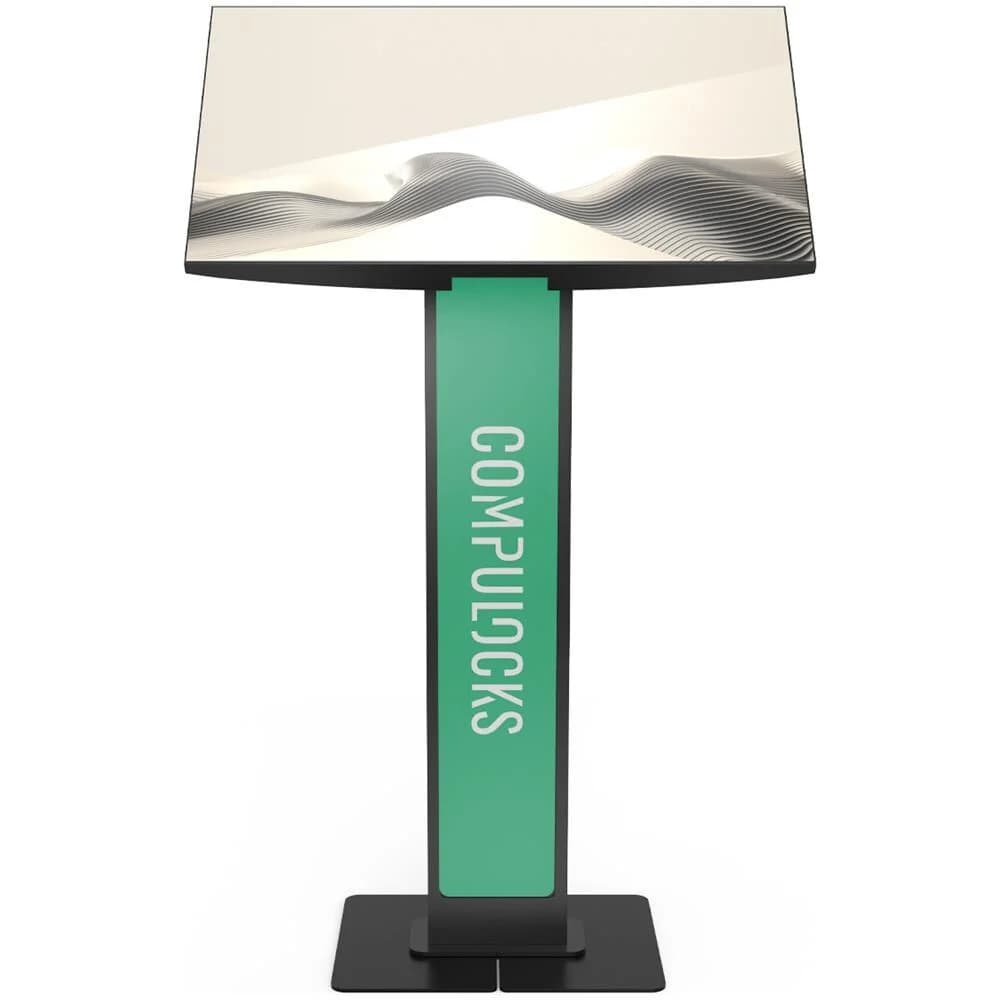 Floor-standing visitor sign-in kiosk: the Compulocks brandable kiosk pillar