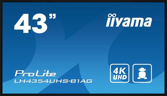 iiyama LH4354UHS-B1AG Signage Display Digital signage flat panel 108 cm (42.5") LCD Wi-Fi 500 cd/m¬? 4K Ultra HD Black Built-in processor Android 11 24/7 - TopAV