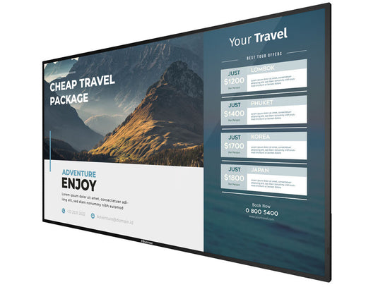 Hisense 55B4E31T Signage Display Digital signage flat panel 139.7 cm (55") Wi-Fi 500 cd/m² 4K Ultra HD Black Built-in processor Android 8.0 16/7 - 55B4E31T - Opened New in Box