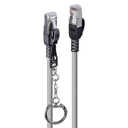 Lindy 15m Cat.6A S/FTP Locking Network Cable, Grey - TopAV
