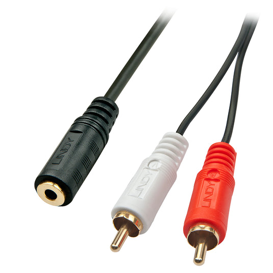 Lindy 0.25m AV Adapter Cable - 3.5mm Female to 2 x RCA Male - TopAV