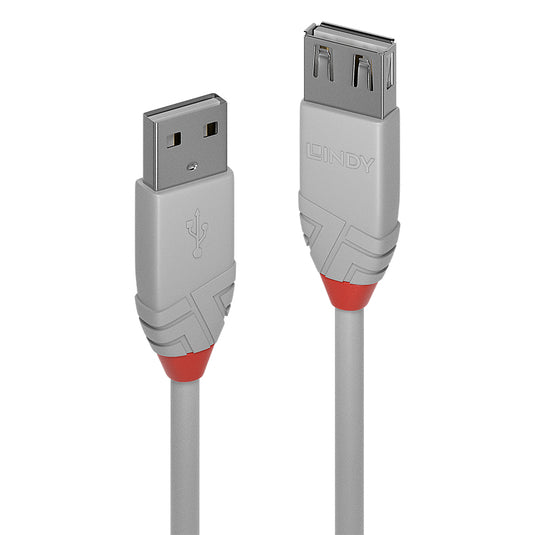 Lindy 5m USB 2.0 Type A Extension Cable, Anthra Line, Grey - TopAV