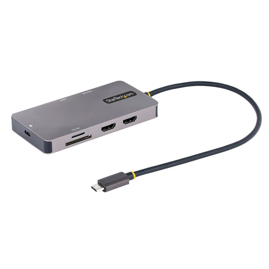StarTech.com USB C Multiport Adapter, Dual HDMI Video, 4K 60Hz, 2Pt 5Gbps USB-A Hub, 100W Power Delivery Pass-Through/GbE/SD/MicroSD, 12"/30cm Cable, Travel Dock, Laptop Docking Station - TopAV